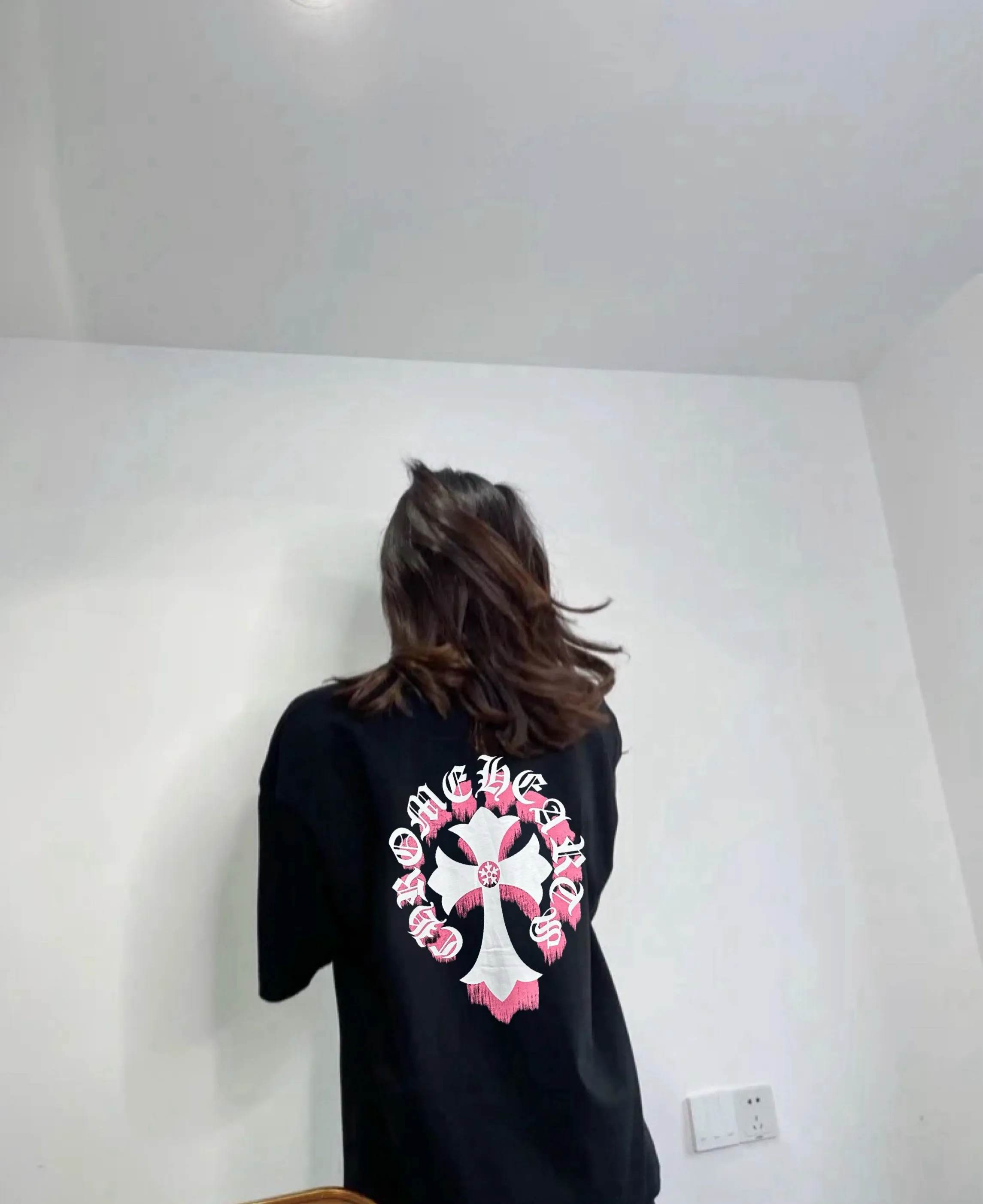 Upper body effect# ChromeHearts/Chrome Heart 25ss printed necklace round neck P140